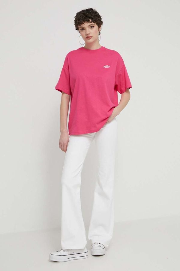 Dickies Bombažna kratka majica Dickies roza barva