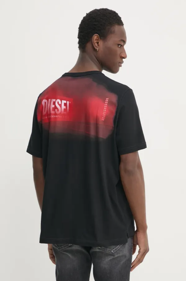 Diesel Bombažna kratka majica Diesel moška, črna barva, A16514.0AKAK