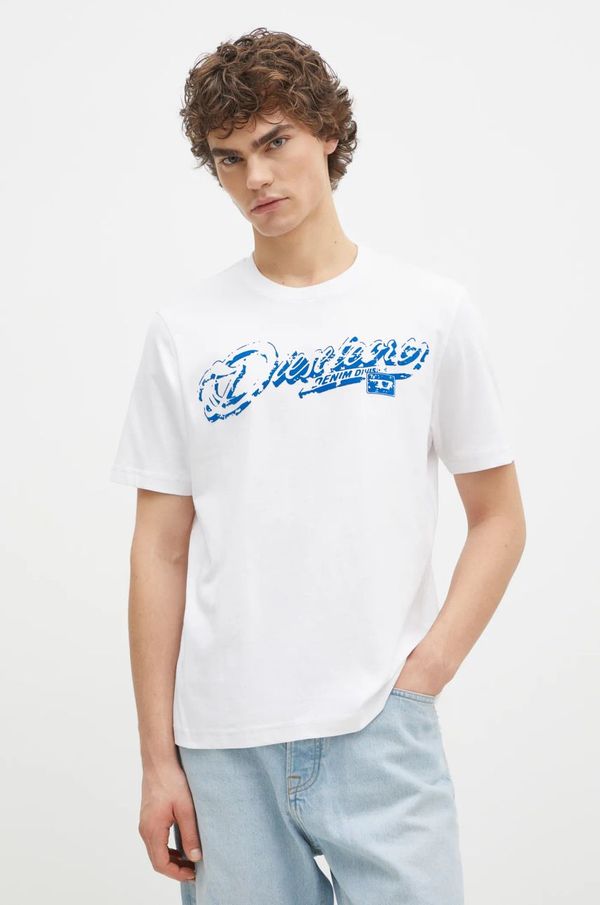 Diesel Bombažna kratka majica Diesel T-ADJUST-R7 T-SHIRT moška, bela barva, A16406.0QIAM