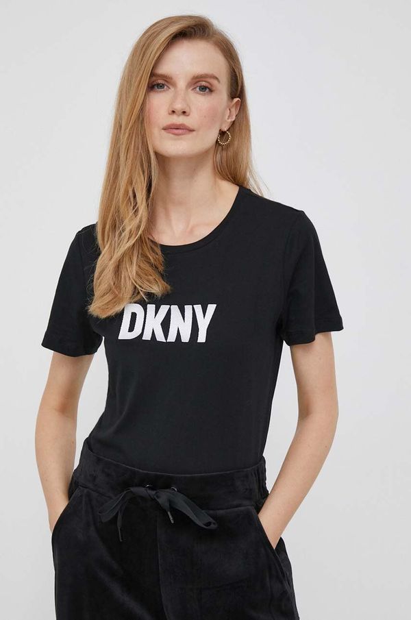 DKNY Bombažna kratka majica Dkny črna barva