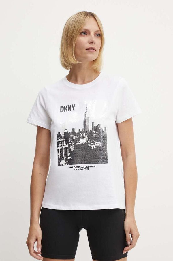 DKNY Bombažna kratka majica Dkny ženska, bela barva, DP4T9725