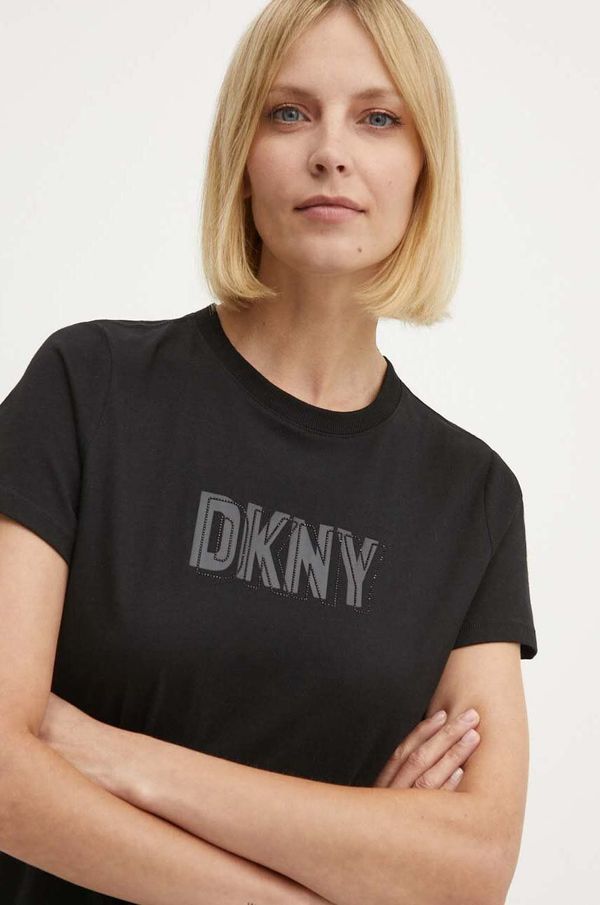 DKNY Bombažna kratka majica Dkny ženska, črna barva, DP4T9672