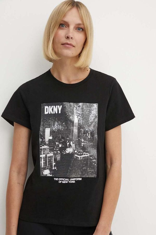 DKNY Bombažna kratka majica Dkny ženska, črna barva, DP4T9725