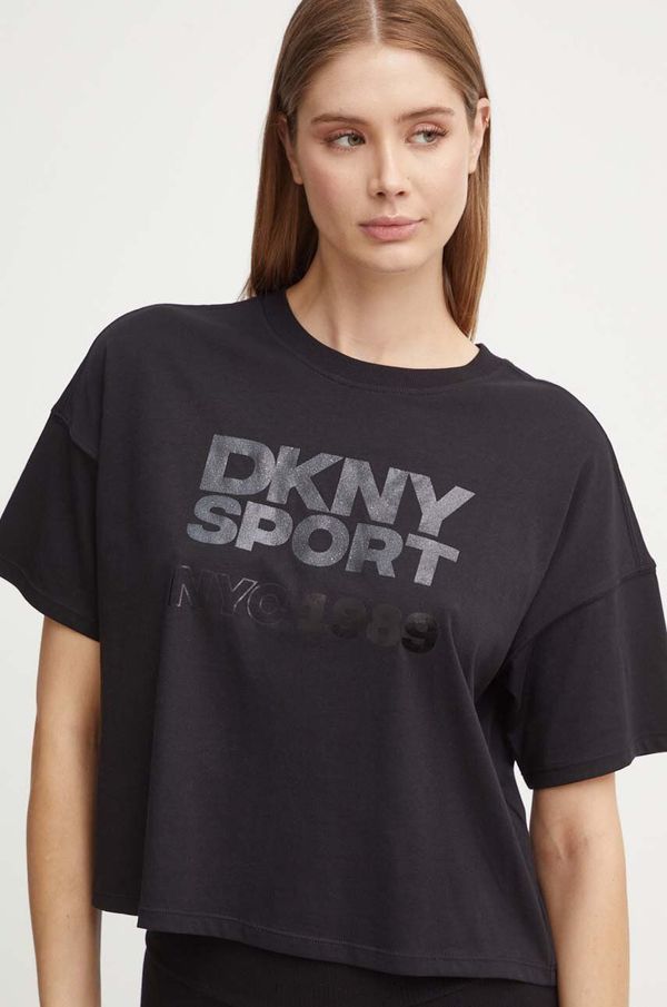DKNY Bombažna kratka majica Dkny ženska, črna barva, DP4T9972