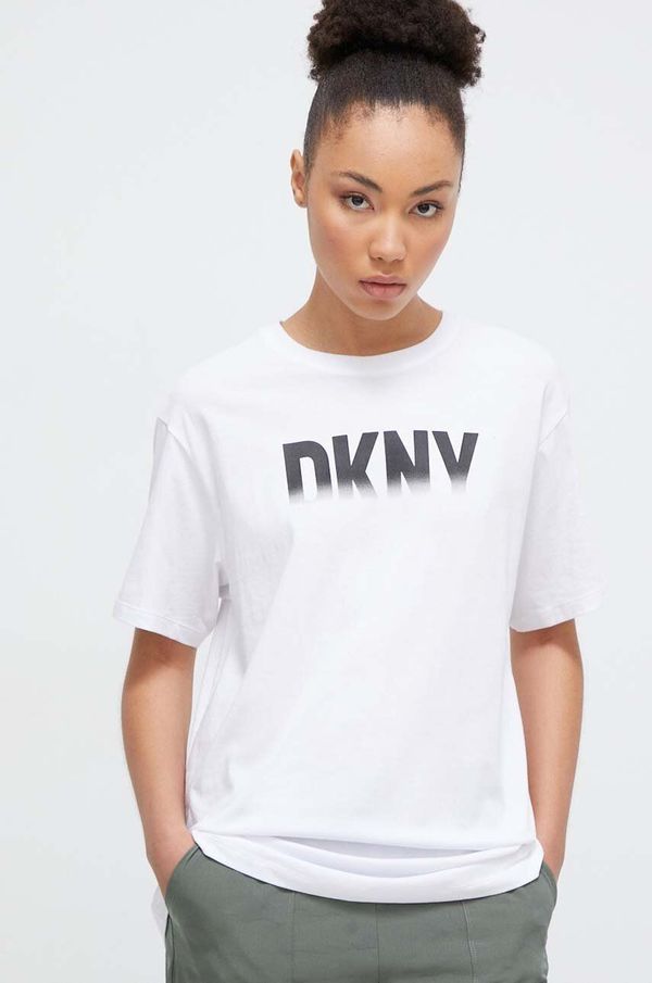 DKNY Bombažna kratka majica Dkny ženski, bela barva