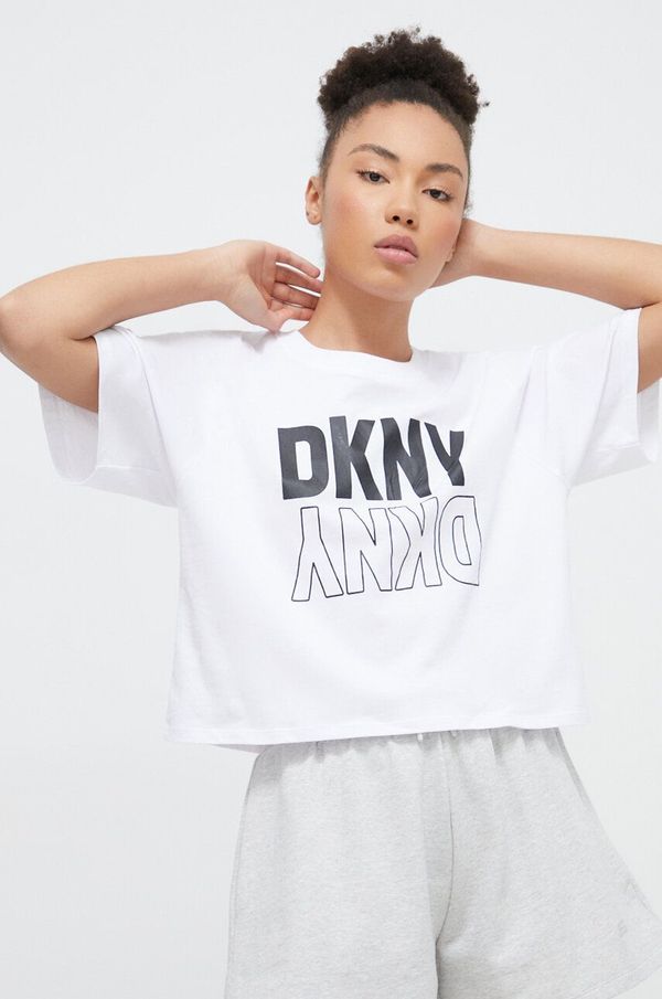 DKNY Bombažna kratka majica Dkny ženski, bela barva