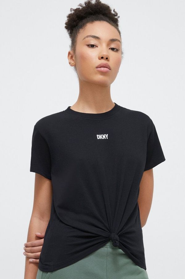 DKNY Bombažna kratka majica Dkny ženski, črna barva