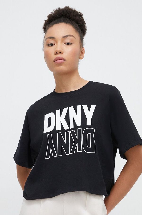 DKNY Bombažna kratka majica Dkny ženski, črna barva