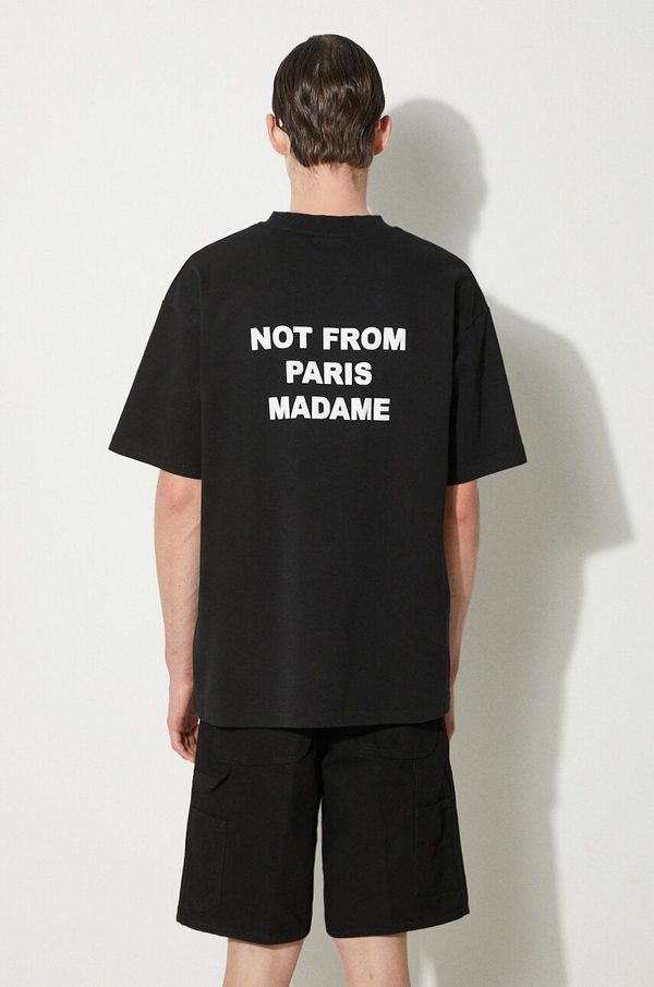 Drôle de Monsieur Bombažna kratka majica Drôle de Monsieur Le T-Shirt Slogan moška, črna barva, PERM-TS203-CO002-BL