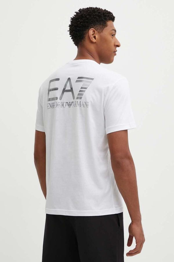EA7 Emporio Armani Bombažna kratka majica EA7 Emporio Armani moška, bela barva, PJFFZ.6DPT06