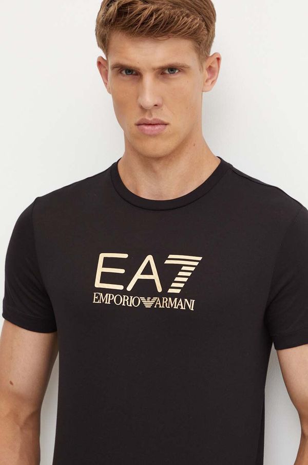 EA7 Emporio Armani Bombažna kratka majica EA7 Emporio Armani moška, črna barva, AF10170.7M000007