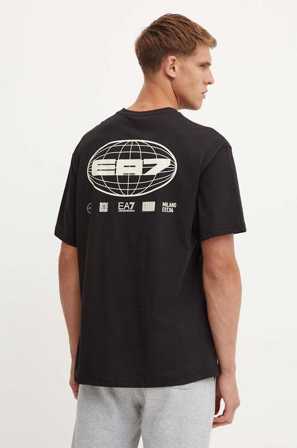 EA7 Emporio Armani Bombažna kratka majica EA7 Emporio Armani moška, črna barva, AF10429.7M000012