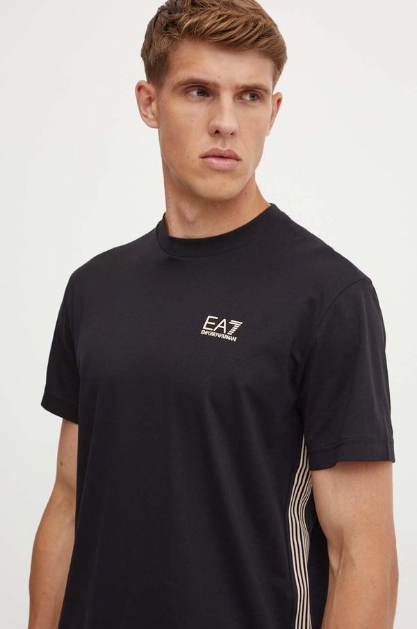 EA7 Emporio Armani Bombažna kratka majica EA7 Emporio Armani moška, črna barva, PJOLZ.6DPT19