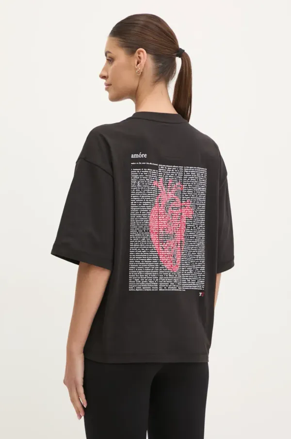 EA7 Emporio Armani Bombažna kratka majica EA7 Emporio Armani ženska, črna barva, AF13243.7X000036