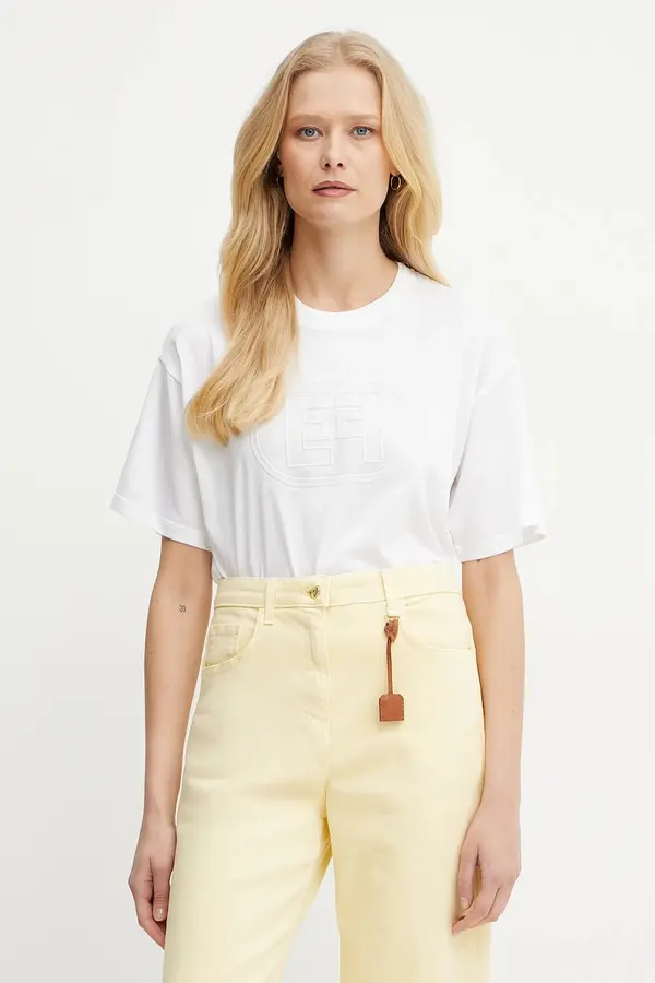 Elisabetta Franchi Bombažna kratka majica Elisabetta Franchi