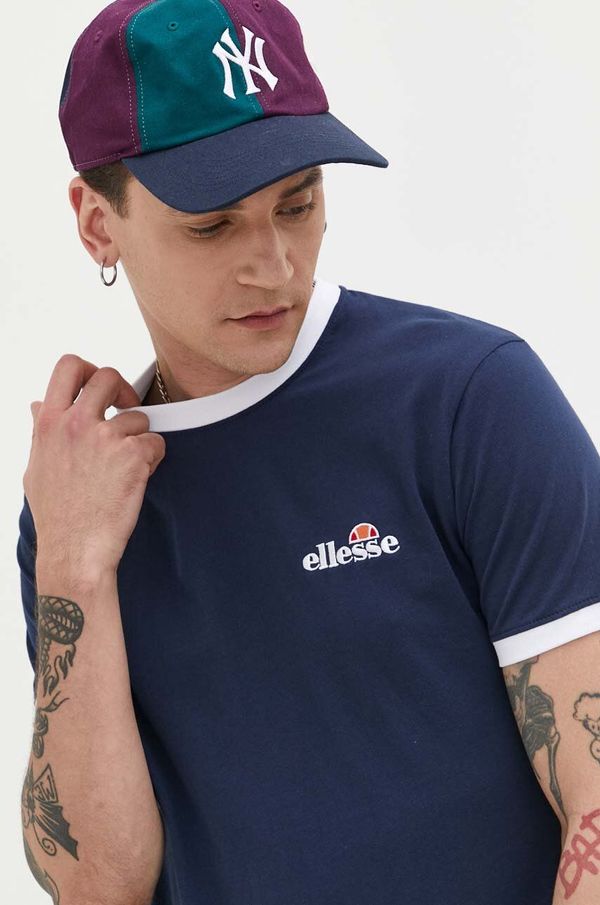 Ellesse Bombažna kratka majica Ellesse mornarsko modra barva