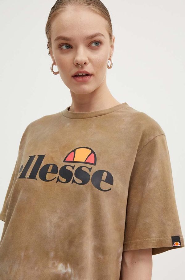 Ellesse Bombažna kratka majica Ellesse rjava barva