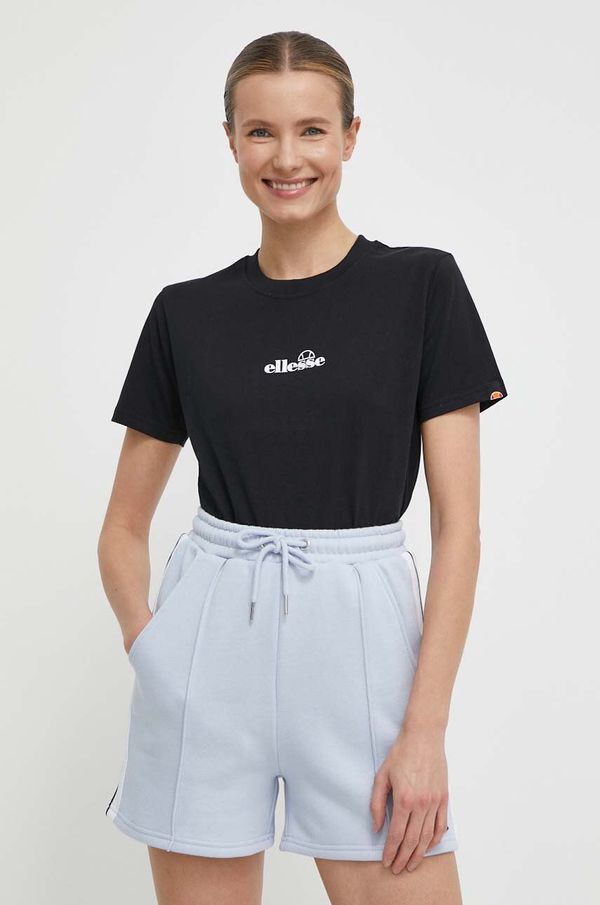 Ellesse Bombažna kratka majica Ellesse ženski, črna barva