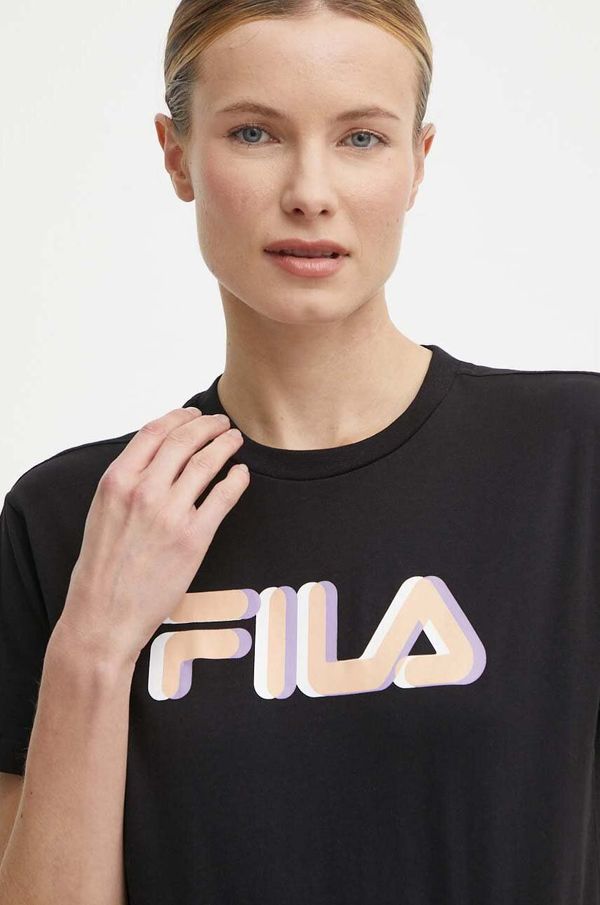 Fila Bombažna kratka majica Fila Londrina ženska, črna barva, FAW0765