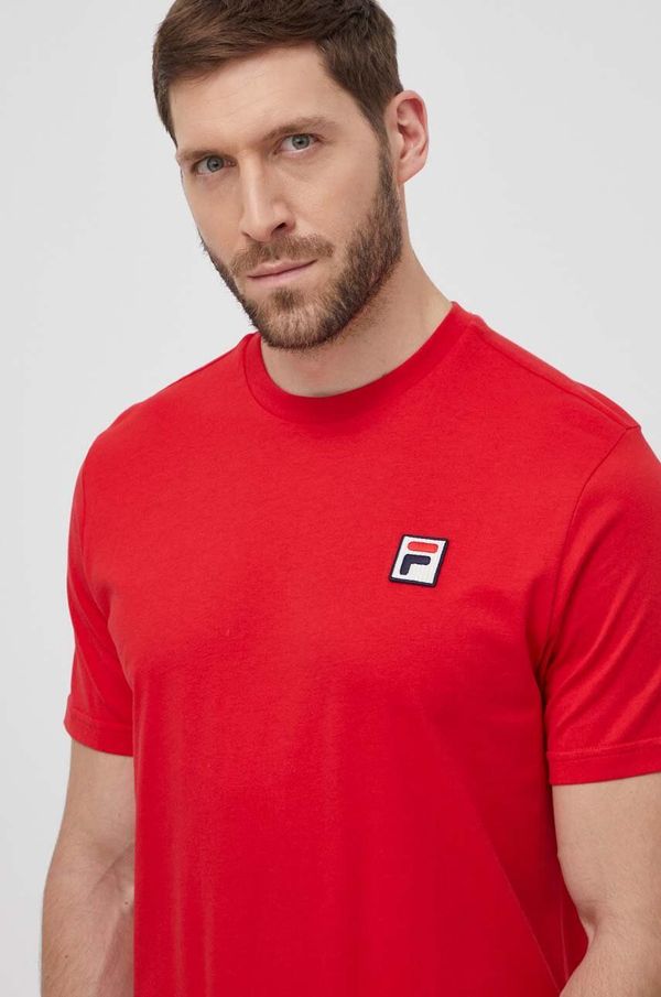 Fila Bombažna kratka majica Fila moški, rdeča barva