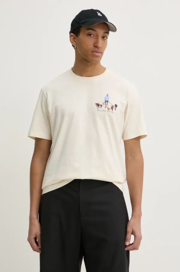 Filling Pieces Bombažna kratka majica Filling Pieces bež barva, 74499819936