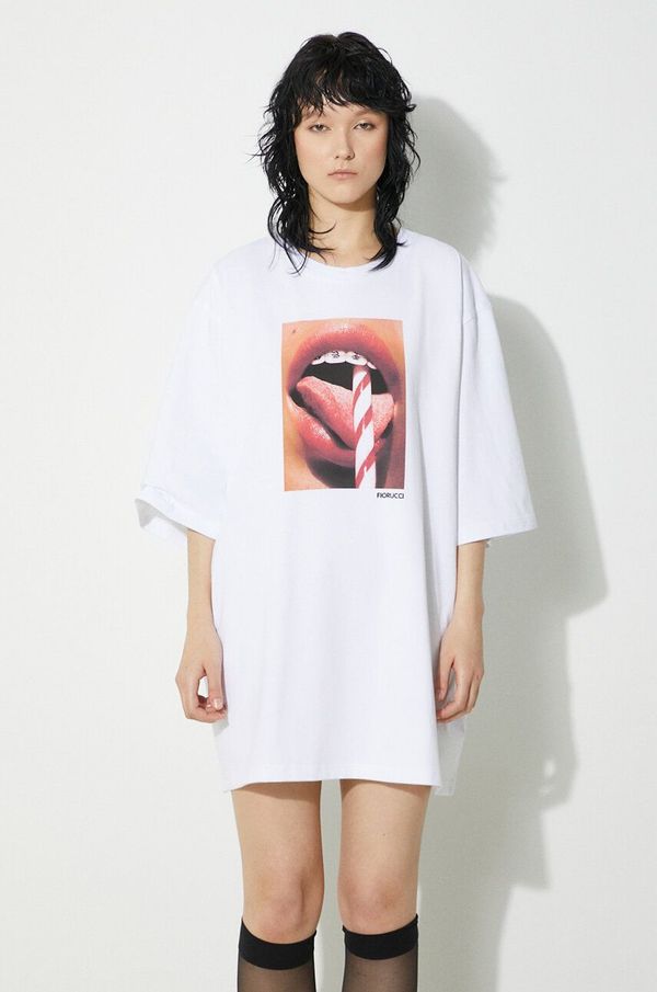 Fiorucci Bombažna kratka majica Fiorucci Mouth Print Boxy T-Shirt ženska, bela barva, W01FPTSH102CJ01WH04
