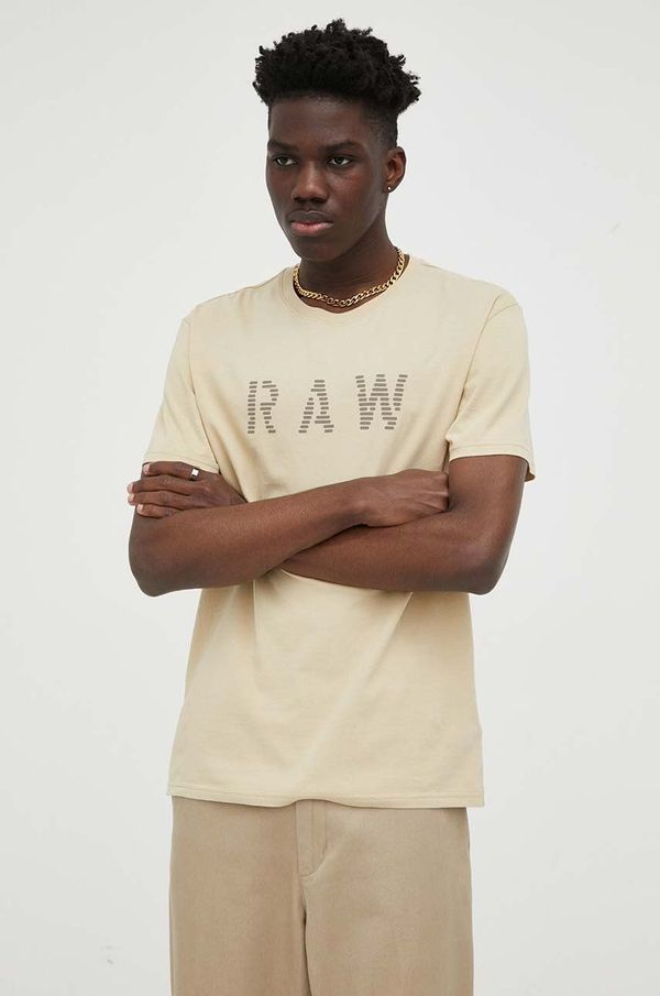 G-Star Raw Bombažna kratka majica G-Star Raw bež barva