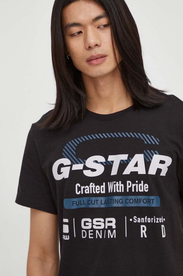 G-Star Raw Bombažna kratka majica G-Star Raw črna barva