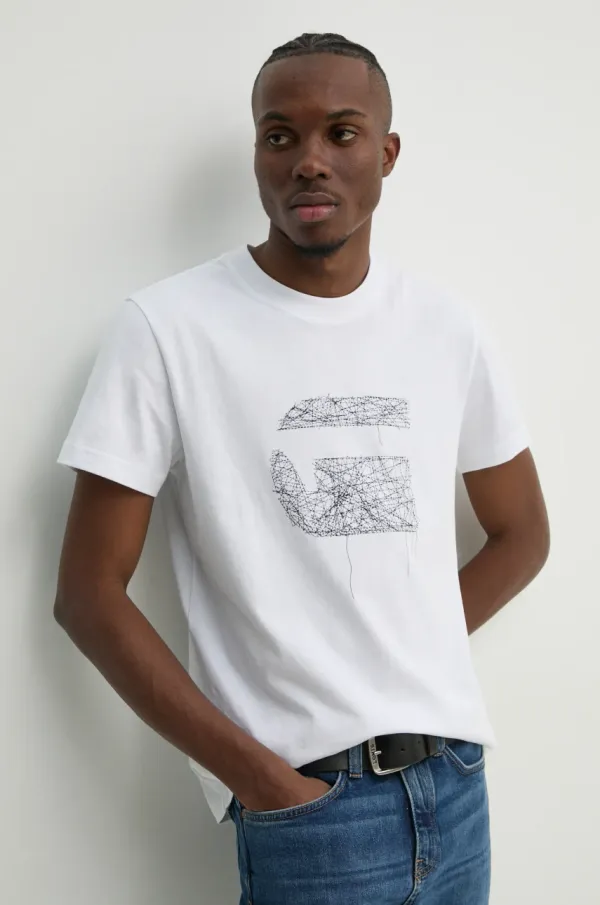 G-Star Raw Bombažna kratka majica G-Star Raw moška, bela barva, D25674-C336