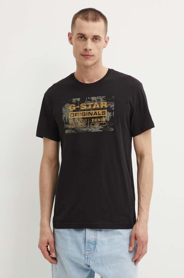G-Star Raw Bombažna kratka majica G-Star Raw moška, črna barva, D24682-C506