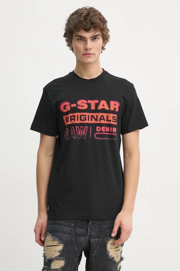 G-Star Raw Bombažna kratka majica G-Star Raw moška, črna barva, D25149-336