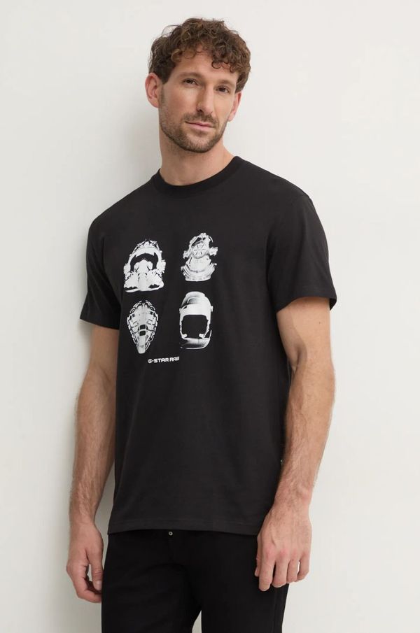 G-Star Raw Bombažna kratka majica G-Star Raw moška, črna barva, D25160-336