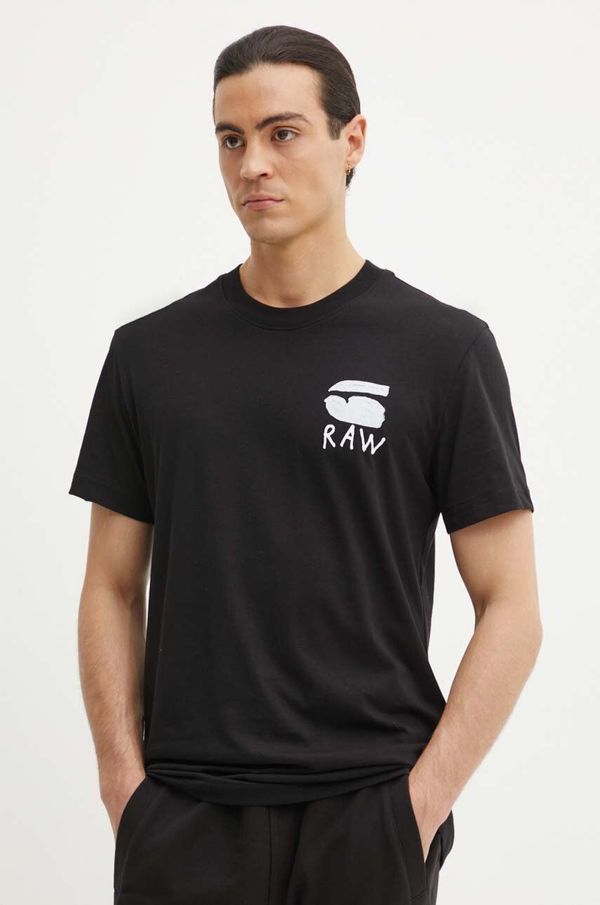 G-Star Raw Bombažna kratka majica G-Star Raw moška, črna barva, D25700-336
