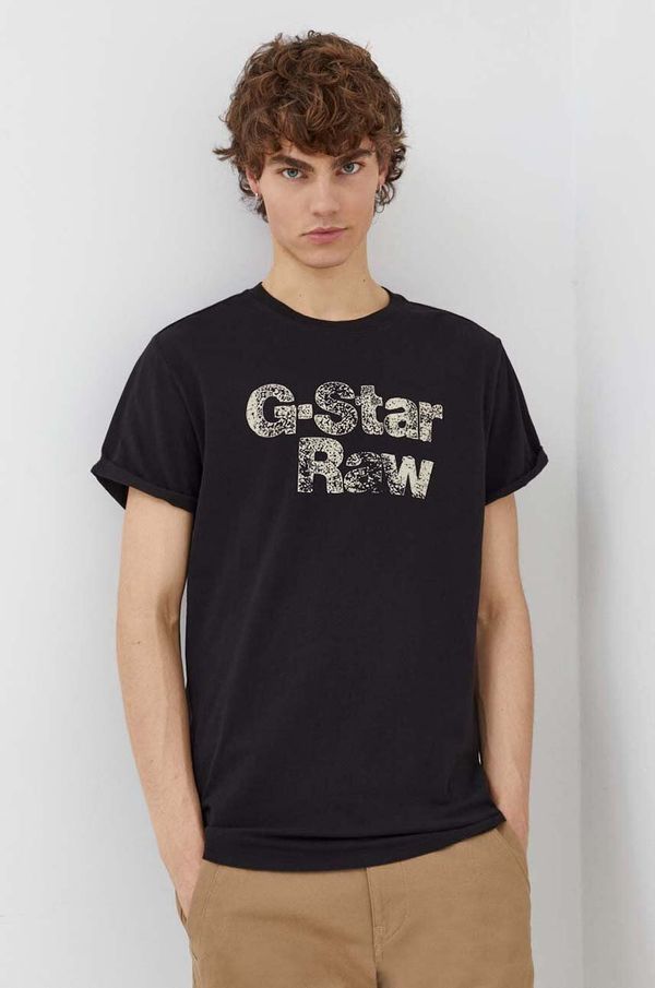 G-Star Raw Bombažna kratka majica G-Star Raw moški, črna barva