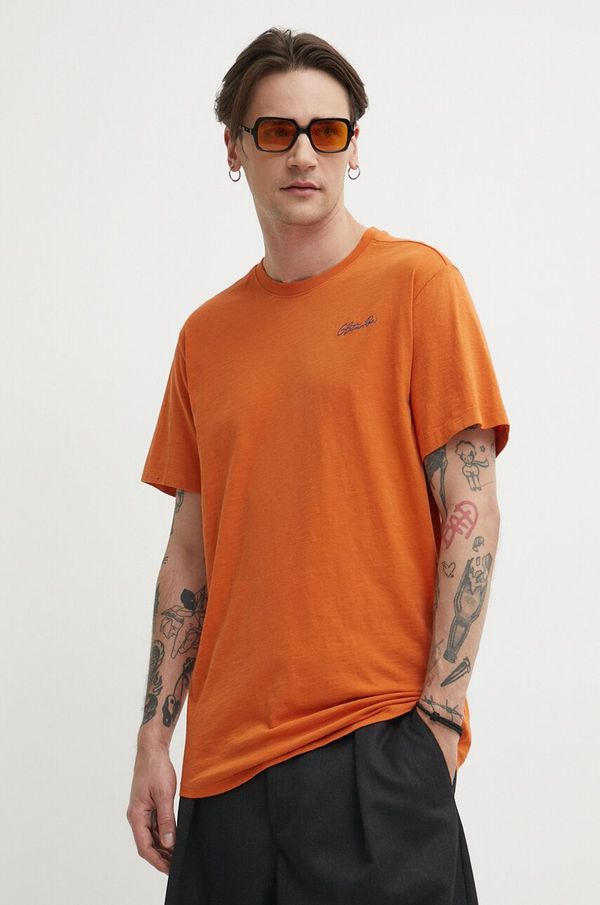 G-Star Raw Bombažna kratka majica G-Star Raw moški, oranžna barva