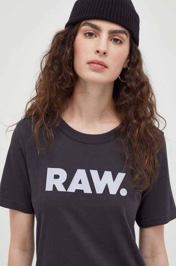 G-Star Raw Bombažna kratka majica G-Star Raw siva barva