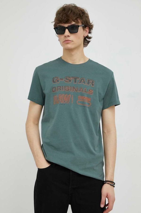 G-Star Raw Bombažna kratka majica G-Star Raw siva barva