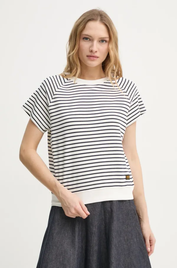 G-Star Raw Bombažna kratka majica G-Star Raw ženska, bež barva, D24512-D979