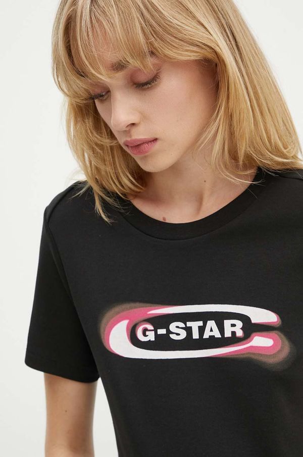 G-Star Raw Bombažna kratka majica G-Star Raw ženska, črna barva, D25031-C812