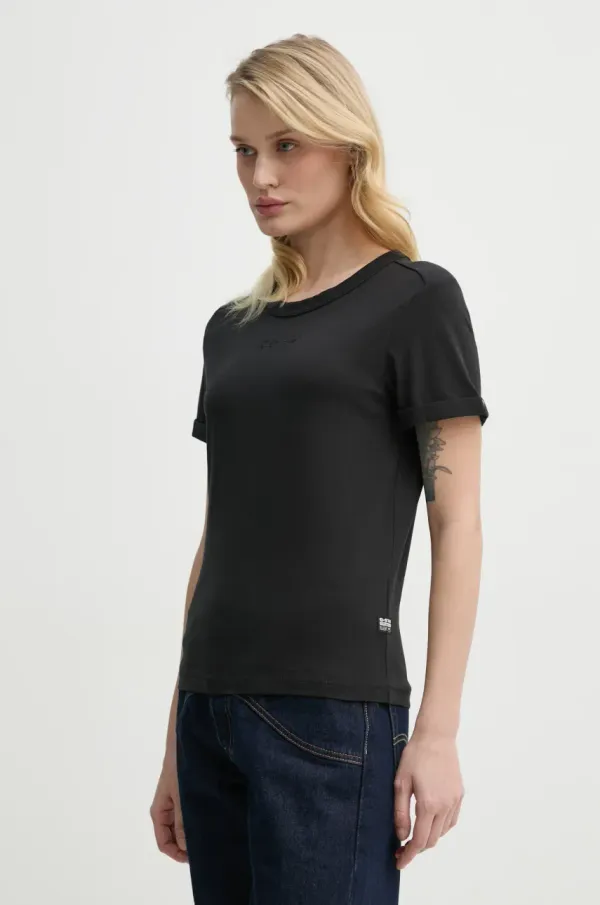 G-Star Raw Bombažna kratka majica G-Star Raw ženska, črna barva, D26069-D975