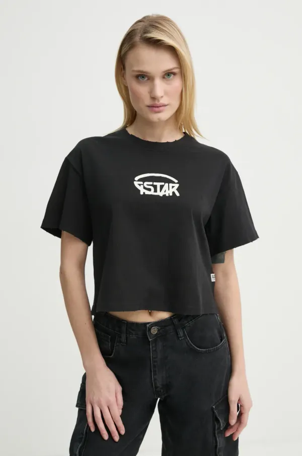 G-Star Raw Bombažna kratka majica G-Star Raw ženska, črna barva, D26239-C336