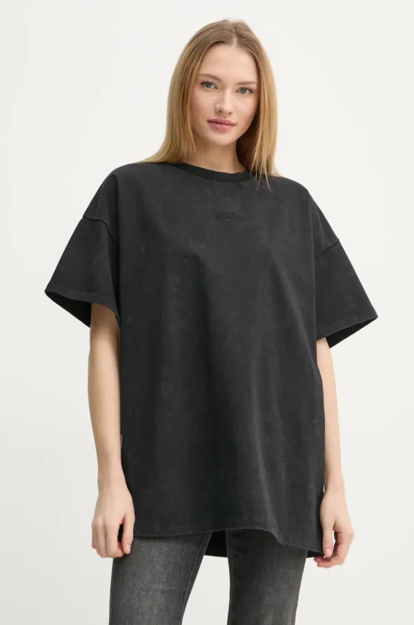 Gestuz Bombažna kratka majica Gestuz ženska, črna barva, 10909709