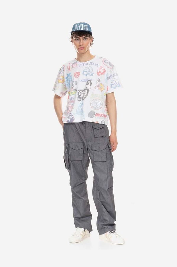 Guess U.S.A. Bombažna kratka majica Guess Aop Tee bela barva