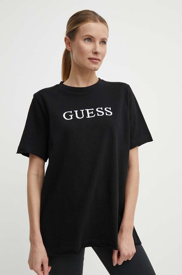 Guess Bombažna kratka majica Guess ATHENA ženska, črna barva, V4GI12 KC641