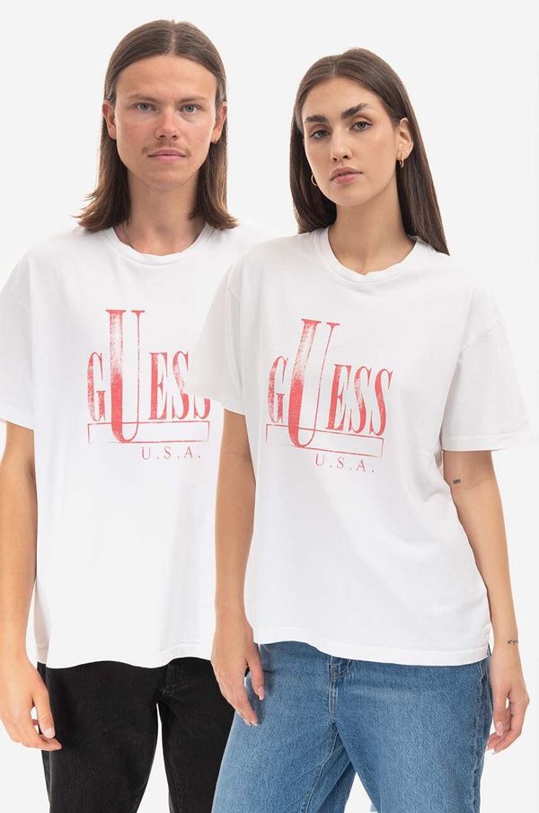 Guess U.S.A. Bombažna kratka majica Guess bela barva, M2BI08KBB50 G046