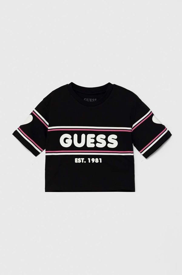 Guess Bombažna kratka majica Guess črna barva, J4YI10 K8HM4