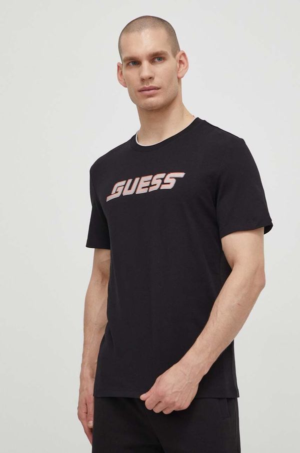 Guess Bombažna kratka majica Guess EGBERT moška, črna barva, Z4GI11 I3Z14