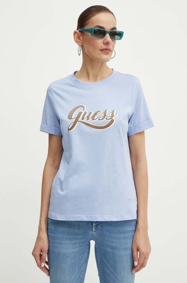 Guess Bombažna kratka majica Guess GLITTERY ženska, W4YI09 JA914