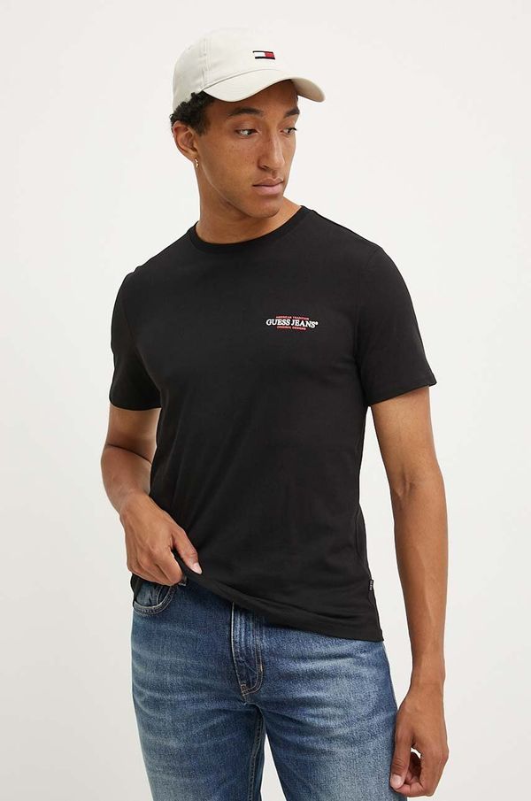 Guess Jeans Bombažna kratka majica Guess Jeans moška, črna barva, M4YI55 K8HM0