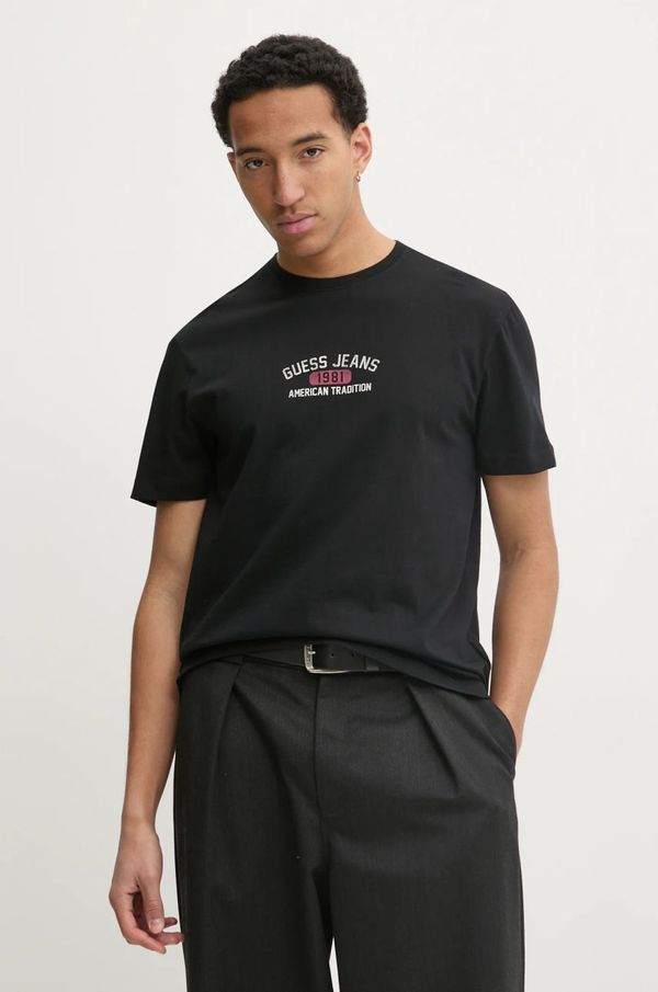 Guess Jeans Bombažna kratka majica Guess Jeans moška, črna barva, M5RI77 K8FQ4